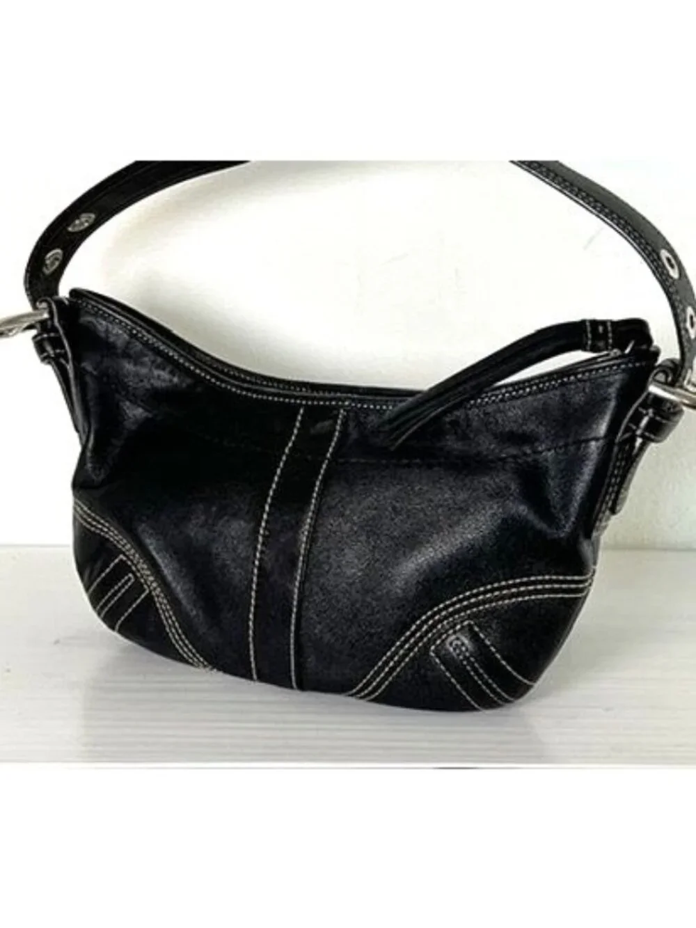 VTG Coach Soho Mini Hobo Black Leather Shoulder Bag Purse Authentic 1310 EUC